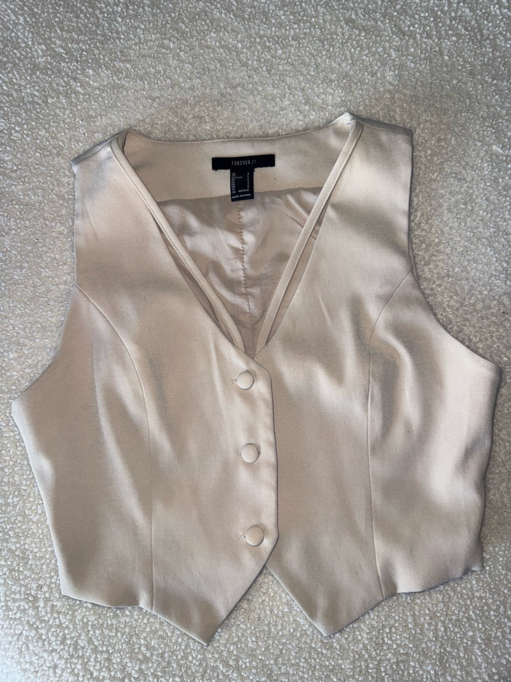 Forever 21 Cream Tailored Button Vest Small | Minimalist Office Chic Waistcoat